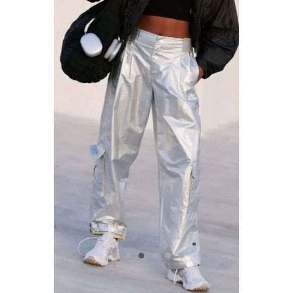 FP Movement OB1870057 Women's Sz S Silver Mesmerize Me Shine Pants - Picture 15 of 16